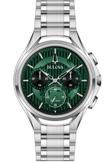 96A297 Bulova CURV chronograph men's watch with green dial and high-precision movement | 96A297