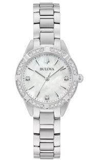 96R253 Elegant women's watch from Bulova with mother-of-pearl dial and 19 diamonds in stainless steel - Sutton Collection | 96R253