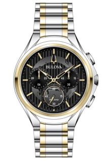 98A301 Bulova CURV chronograph men's watch with black dial and two-tone steel bracelet | 98A301