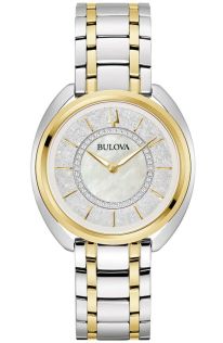 98X134 Exclusive women's watch from Bulova with diamonds, mother-of-pearl dial, and interchangeable straps | 98X134