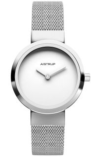 AIW7610 Classic minimalist women's watch with white dial and stainless steel mesh strap in timeless Scandinavian design | AIW7610