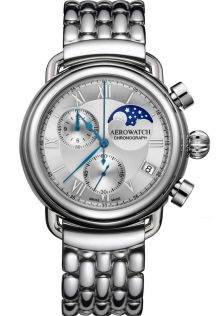 A 78100 AA03 M Aerowatch 1942 Moon Phase Chronograph Quartz A 78100 AA03 M