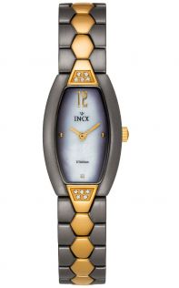 A69264B11KV Inex Ladies 11 Diamonds Two-Tone Titanium Sapphire Petite 20mm