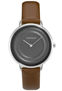 AIW7721 Elegant women's watch with gray water ring effect and brown leather strap from the Aistrup Raindrop collection | AIW7721