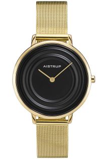 AIW7701 Luxurious women's watch with black water ring effect and golden mesh strap for the modern woman from the Aistrup Raindrop collection | AIW7701