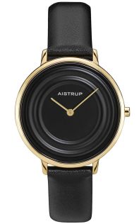 AIW7710 Elegant women's watch with black raindrop effect and golden finish from the Aistrup Raindrop collection in 35mm | AIW7710
