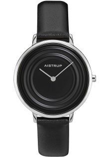AIW7716 Exclusive black women's watch with water ring effect and matching black leather strap from the Aistrup Raindrop collection | AIW7716