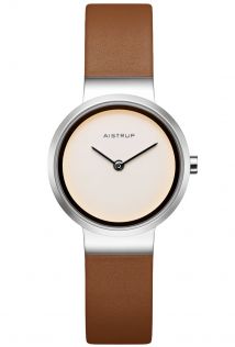 AIW7607 Modern women's watch in stainless steel with white dial and brown leather strap for the style-conscious woman | AIW7607