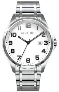 C3990TGD-C Titanium men's watch with white dial, large clear numbers, and date display on titanium bracelet from the Aistrup Titanium Sapphire collection | AIW7902