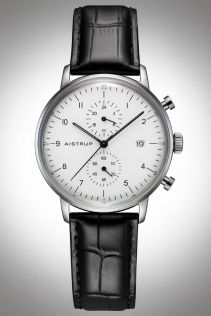 AIW8601 Aistrup AIW8601 Classic Infinity Chronograph men's watch with white dial and leather strap | AIW8601