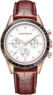 AIW8702 Aistrup AIW8702 Classic Sapphire Chronograph men's watch with white dial and brown leather strap | AIW8702