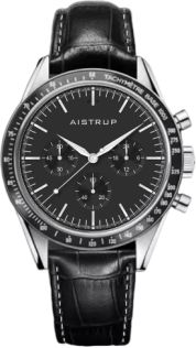 AIW8704 Aistrup AIW8704 Classic Sapphire Chronograph men's watch with black dial and leather strap | AIW8704