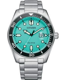 AW1760-81W Citizen Eco-Drive sports watch in steel with J810 movement and turquoise dial | AW1760-81W
