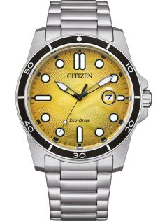 AW1816-89X Citizen Eco-Drive sports watch in steel with J810 movement and yellow dial | AW1816-89X