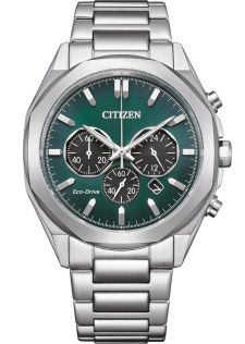 CA4590-81X Citizen Eco-Drive chronograph in steel with B620 movement and green dial | CA4590-81X