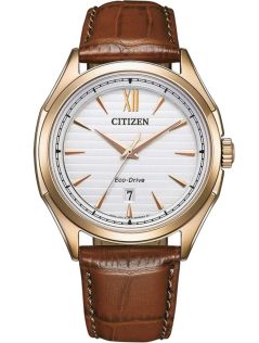 AW1753-10A Citizen Eco-Drive men's watch in rose-colored steel | Classic design with crocodile strap | AW1753-10A