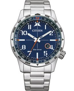 BM7550-87L Citizen Eco-Drive pilot watch in stainless steel with E111 movement and compass ring | BM7550-87L