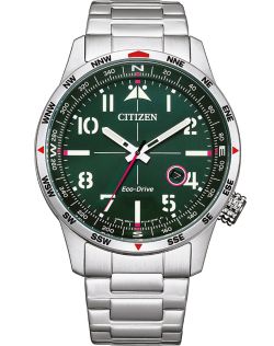 BM7551-84X Citizen Eco-Drive men's watch with green dial and compass ring | BM7551-84X
