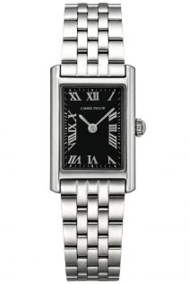 CTW1806 Carrie Taylor Petite Silver Rectangular Black Dial 19mm