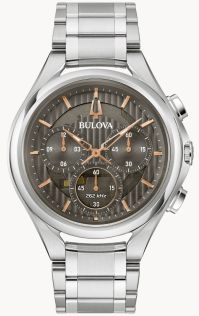 96A298 Bulova CURV chronograph men's watch with gray dial and high-precision movement | 96A298