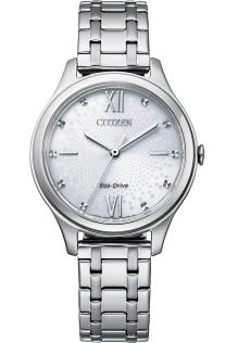 EM0500-73A Citizen elegant women's watch with Eco-Drive and patterned dial in stainless steel | EM0500-73A