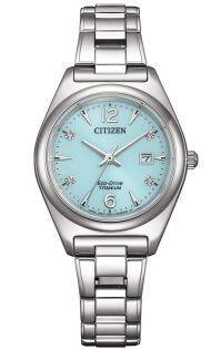 EW2601-81M Citizen Eco-Drive women's watch in Super Titanium with turquoise dial | EW2601-81M