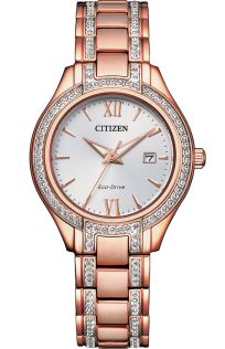 FE1233-52A Citizen Silhouette Crystal women's watch with Eco-Drive and crystals in rose PVD | FE1233-52A