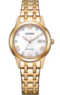 FE1243-83A Citizen Eco-Drive women's watch with crystals and rose gold steel bracelet | FE1243-83A