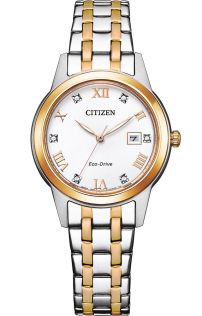 FE1246-85A Citizen Eco-Drive women's watch in two-tone steel with crystal indexes and solar technology | FE1246-85A