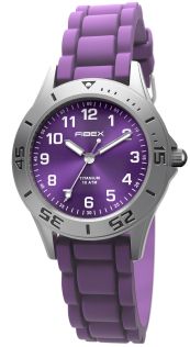 FIBEXTIA02 Purple Titanium Kids Watch - Hypoallergenic Swimming Watch | Violet Time Teaching Watch with Metal-Free Case - Fibex FIBEXTIA02