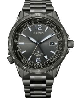 NB6045-51H Citizen Promaster automatic GMT pilot watch in black steel with dual time and flight functions | NB6045-51H
