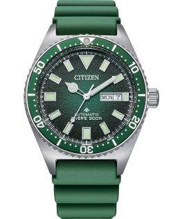 NY0121-09X Citizen Promaster automatic diver's watch with green dial and rubber strap | NY0121-09X