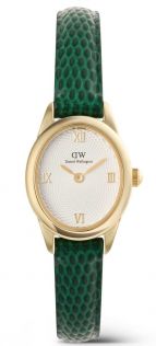 ADW00100892 Ophelia Mini Green Lizard White Guilloché Gold DW00100892