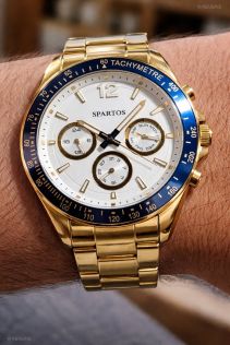 SPW7601 Spartos Mens Classic Golden Chronograph 45mm