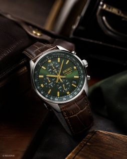 SSB385P1 Seiko Mens Chronograph Green Leather 41mm