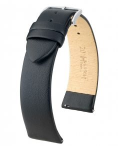 03702150-2-06 Hirsch Toronto Black Leather Strap 6mm Silver Buckle without Quick Release 03702150-2-06