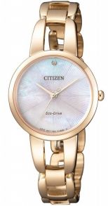 EM0433-87D Citizen elegant women's watch with Eco-Drive and mother-of-pearl dial in rose PVD | EM0433-87D