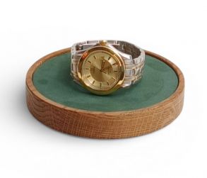 MO2100 MORELUND Watchmat in Dark Wood/Green Leather MO2100