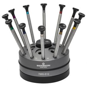 219143 Bergeon 7965-S12 Rotatable Stand with 12 Watchmaker Screwdrivers with Special Profile 219143