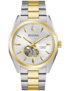 98A284 Bulova Surveyor automatic men's watch with visible movement and two-tone steel bracelet | 98A284