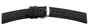 697192 Falkenlund Deluxe Beco Watch Strap Silicone Croco Look Black Seam Stainless Steel Buckle 18mm 697192