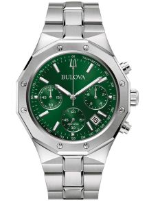 96B409 Sporty men's watch from Bulova with chronograph and green dial in stainless steel - Classic Collection | 96B409