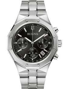 96B410 Sporty men's watch from Bulova with chronograph and black dial in stainless steel - Classic Collection | 96B410