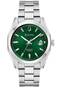 96B429 Elegant automatic men's watch from Bulova with green dial and steel bracelet - Surveyor Collection | 96B429