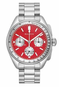 96K115 Limited edition chronograph from Bulova with red dial and extra leather strap - Lunar Pilot Blood Moon | 96K115