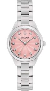 96P249 Elegant women's watch from Bulova with pink dial and 11 diamonds in stainless steel - Sutton Collection | 96P249