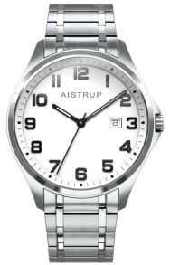 C3990TGD-C Titanium men's watch with white dial, large clear numbers, and date display on titanium bracelet from the Aistrup Titanium Sapphire collection | AIW7902