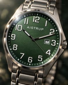 AIW7905 Titanium men's watch with blue dial, large clear numbers, and date display on titanium bracelet from the Aistrup Titanium Sapphire collection | AIW7903
