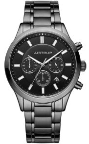AIW8003 Exclusive men's watch in black ion-plated steel with chronograph function and matching black bracelet from the Aistrup Classic Sapphire collection | AIW8003