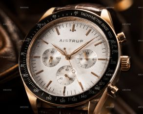 AIW8702 Aistrup AIW8702 Classic Sapphire Chronograph men's watch with white dial and brown leather strap | AIW8702